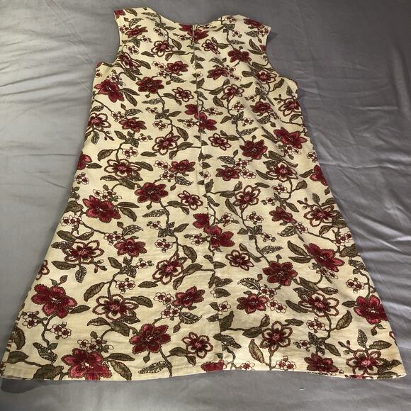 VTG White Stag Dress Womens Large Red Pink Floral Linen Rayon Sleeveless Boho - Picture 9 of 10